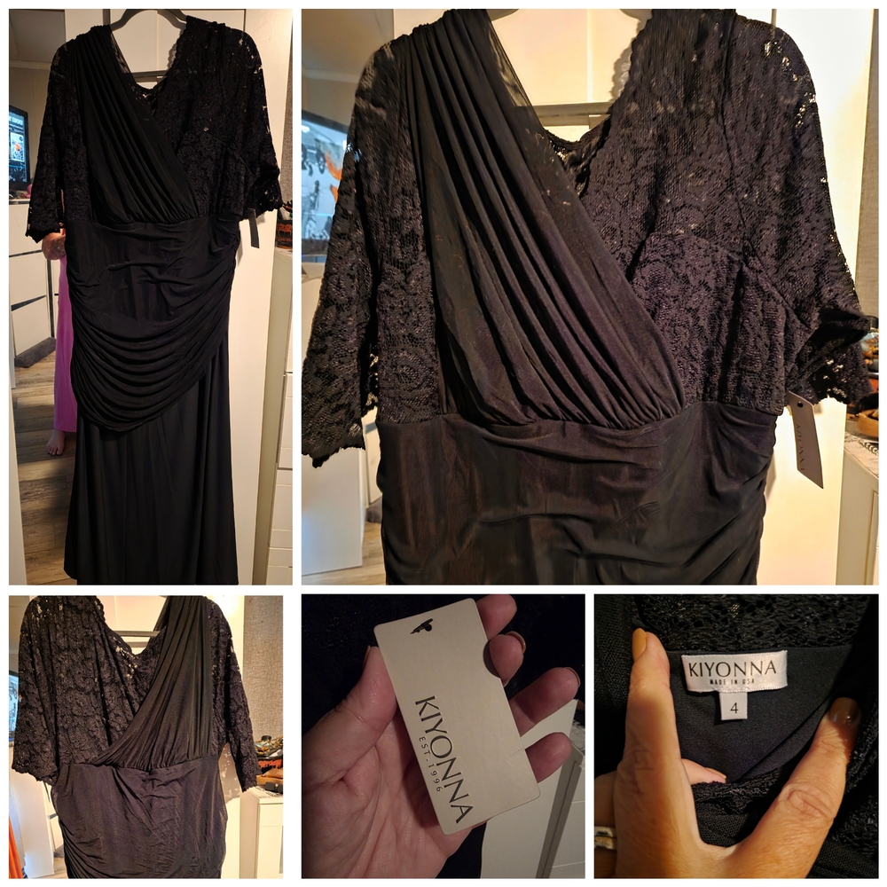Kiyonna Elegant Black Lace Long Sleeve Dress